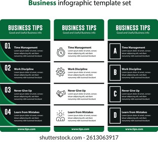 Amazing set of Business Tips infographic template for presentation and report writing