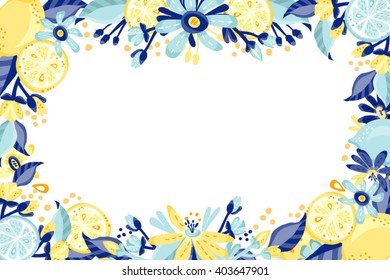 Amazing set of vector templates with floral frames and labels in fantastic colors.