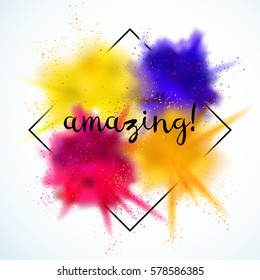 Amazing  sign on a bright background with color explosion. Vector illustration.