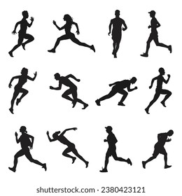 Amazing silhouettes of runners vector illustration