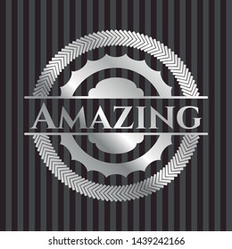 Amazing silver emblem. Vector Illustration. Mosaic.