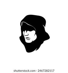 amazing simple art illustration design silhouette of a man wear hoodie vector logo template