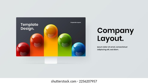 Diseño de sitio asombroso, diseño vectorial. Plantilla de presentación de simulación de pantalla de computadora minimalista.