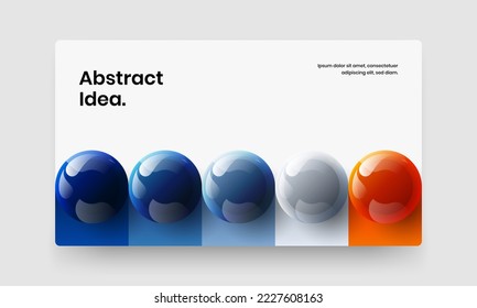 Amazing site screen design vector layout. Unique 3D spheres corporate identity illustration.