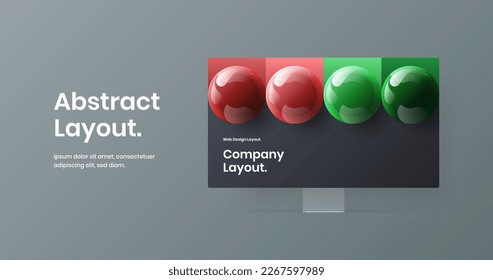 Amazing site screen design vector concept. Modern monitor mockup web banner illustration.