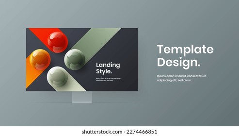 Amazing site screen vector design template. Abstract desktop mockup web banner illustration.
