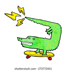 amazing skateboarding alligator