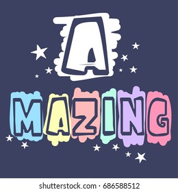 amazing slogan with brush background vector.