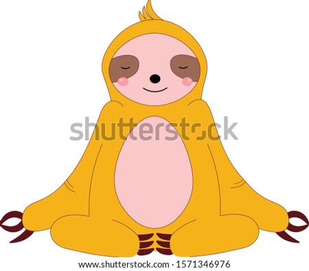 Amazing sloth are meditating. Vector graphic.