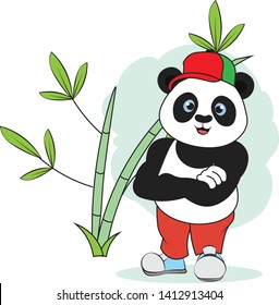 amazing smart sweet lovely panda on bamboo forest background