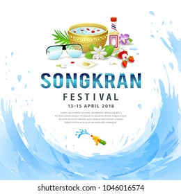 Incrível festival de Songkran de fundo de água Tailândia, ilustração vetorial