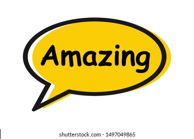 Amazing Speech Bubble. Black And yellow Speech Bubble. Amazing Balloon Speech - Vector