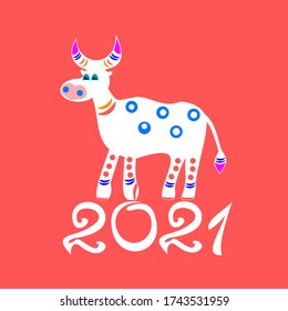 Amazing stylish white ox decorated with rustic folk painting is coming in 2021 