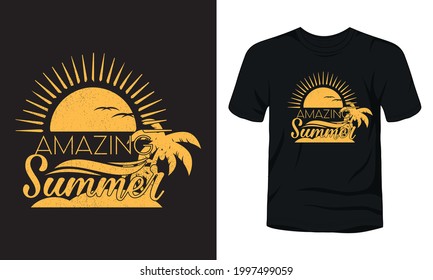 "Amazing Summer" typography summer t-shirt design.