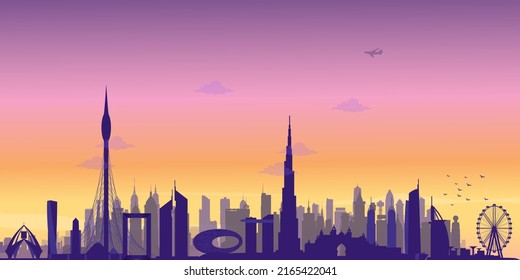amazing sunset Skyline view for the city