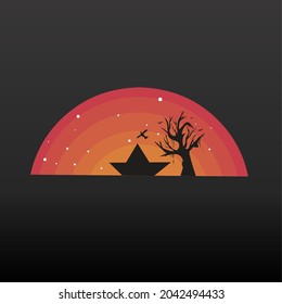 vista de puesta de sol asombrosa con formato vectorial