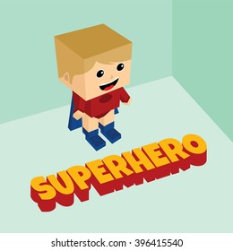 amazing superhero - isometric block theme