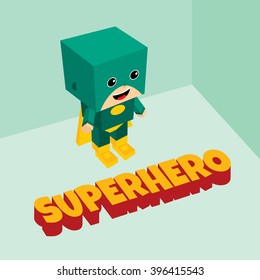 amazing superhero - isometric block theme