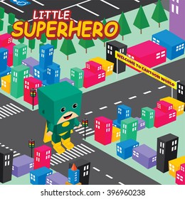 amazing superhero isometric world theme - male hero