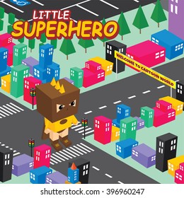 amazing superhero isometric world theme - male hero