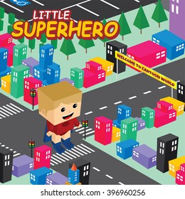 amazing superhero isometric world theme - male hero