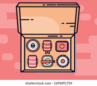 increíble vector de la caja de sushi