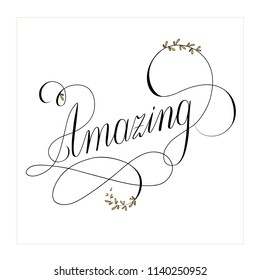 Amazing text calligraphy with flourish decor elements vector 