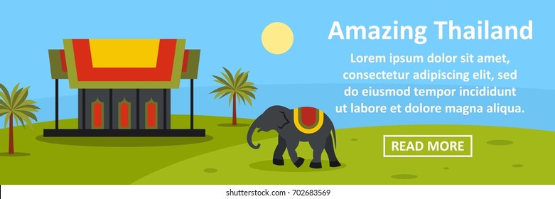 Amazing thailand banner horizontal concept. Flat illustration of amazing thailand banner horizontal vector concept for web