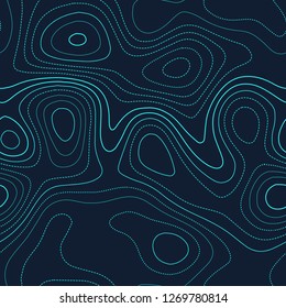 Amazing topography. Admirable topographic map. Futuristic seamless design, flawless tileable isolines pattern. Vector illustration.