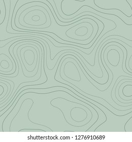 Amazing topography. Admirable topographic map in green tones, seamless design, flawless tileable pattern. Vector illustration.