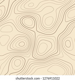 Amazing topography. Admirable topographic map. Seamless design, fabulous tileable isolines pattern. Vector illustration.