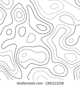 Amazing topography. Black and white seamless design. Magnificent tileable isolines pattern. Vector illustration.