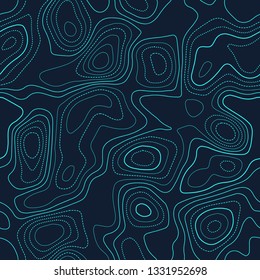 Amazing topography. Futuristic seamless design. Exotic tileable isolines pattern. Vector illustration.