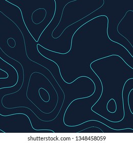 Amazing topography. Futuristic seamless design. Appealing tileable isolines pattern. Vector illustration.