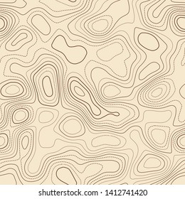 Amazing topography, seamless design, fascinating tileable isolines pattern, vector illustration.