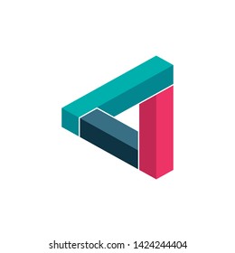 Amazing triangle 3D in three blocks forming Image graphic icon logo design abstract concept vector stock. Can be used as a symbol associated with magic or dimension