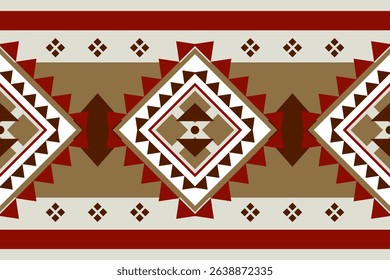 Amazing Tribal Geometric Art Border With Ethnic Traditional Pattern Red Brown White on Celadon Background. Sense of Motif Horizon Origin with Classy Wondering Wild Color for Embroidery Bedding Textile