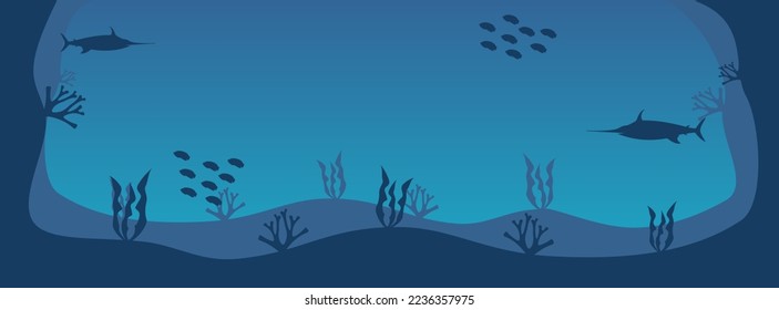 Amazing underwater background with flora and fauna