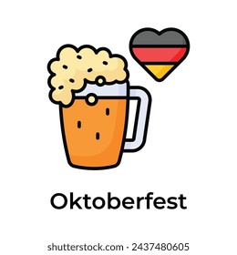 Amazing and unique Icon of oktoberfest in trendy design style, beer glass vector