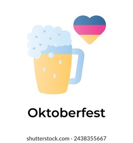 Amazing and unique Icon of oktoberfest in trendy design style, beer glass vector