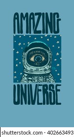 Amazing Universe. Design poster or t-shirt print. vector illustration.