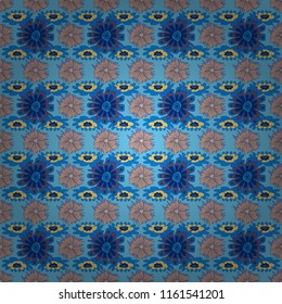 Amazing vector collage for floral design. Vibrant floral pattern blossom flowers blue, red and black colour floral seamless background.