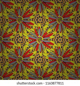 Amazing vector collage for floral design. Vibrant floral pattern blossom flowers yellow, orange and gray colour floral seamless background.