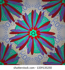 Amazing vector collage for floral design. Vibrant floral pattern blossom flowers green, violet and white colour floral seamless background.