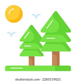 An amazing vector design of conifer tree in trendy style, landscape of trees, forest vector