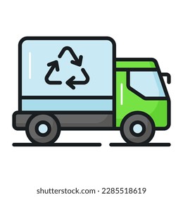 An amazing vector design of recycling truck in trendy style, garbage truck symbol icon, easy to use in web, mobile apps and all presentation projects