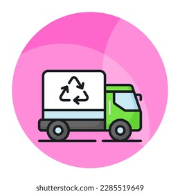An amazing vector design of recycling truck in trendy style, garbage truck symbol icon, easy to use in web, mobile apps and all presentation projects