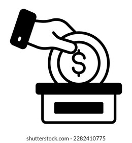 Un increíble vector de donaciones al estilo moderno, icono premium de la caridad