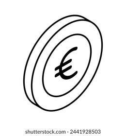 An amazing vector of euro coin in trendy isometric style, ready for premium use