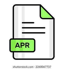Un impresionante icono vectorial del archivo APR, diseño editable
